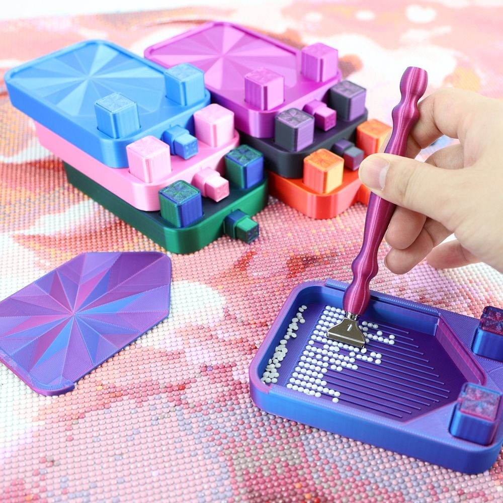 Resin Art Case - ถาดใส่เพชรสำหรับงาน DIY พร้อมฝาปิด กล่องเก็บอุปกรณ์งานปัก ถาดใส่เพชรแบบพลิกได้อเนกประสงค์ กล่องเก็บอุปกรณ์งานประดับเพชร