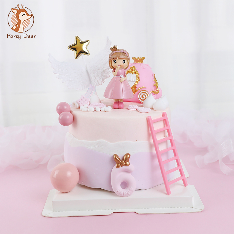 Resin Art Alphabet - ปราสาทสีชมพูสาวๆน้อยๆเจ้าหญิงฟักทองรถสาวเค้กวันเกิดแฮปปี้Topperเด็กParty Supplies Pink Loveของขวัญ