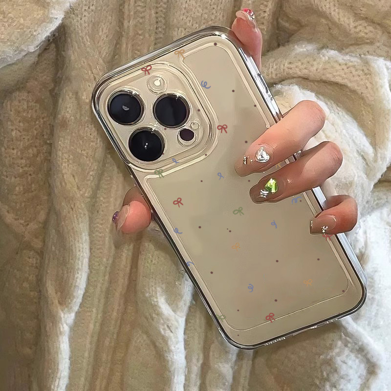 Resin Art Case - เคสโทรศัพท์ใสลายโบว์สีสันสดใสสำหรับ iPhone 11 12 13 14