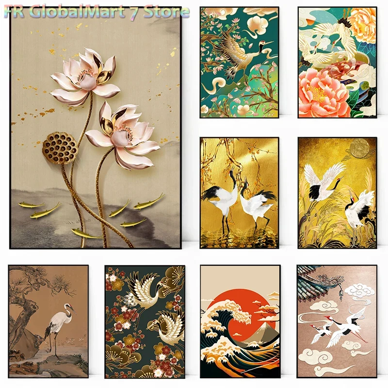 ภาพพิมพ์ติดผนังนกกระเรียนสไตล์ - Resin Art Wallpaper บทวิจารณ์และราคา